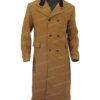 House of Gucci Adam Driver Brown Long Trench Coat Front