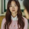 Lee Na-Yeon All Of Us Are Dead Pink Knit Cardigan Front