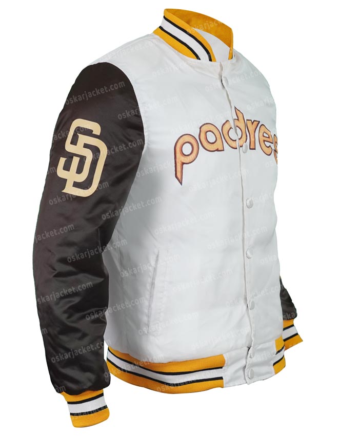 San Diego Padres Baseball Satin Varsity Jacket Side
