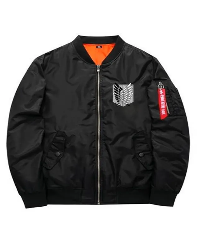 Attack On Titan Men and Women Survey Corps Black Jacket front