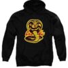 Cobra Kai Snake Logo Fleece Black Pullover Drawstring Hoodie
