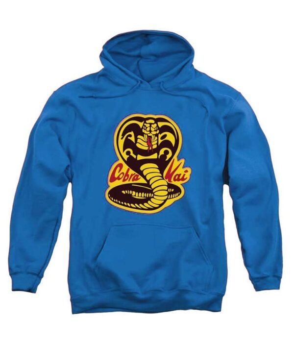 Cobra Kai Snake Logo Fleece Blue Pullover Drawstring Hoodie