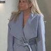 General Hospital Laura Wright Blue Belted Wrap Wool Coat