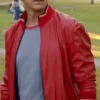 William Zabka TV Series Cobra Kai Johnny Lawrence Red Plain Bomber Leather Jacket