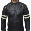 Good Will Hunting Matt Damon Leather Black Jacket front