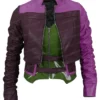 Harley Quinn Injustice 2 Purple Cropped Cosplay Jacket Front