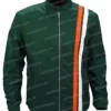Hughie Campbell The Boys Green Cotton Stripe Jacket Front