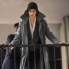 Katherine Waterston Fantastic Beasts Grey Long Wool Coat front