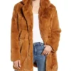 Mel Bayani Melody The Equalizer Brown Faux Fur Coat front