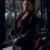 Queen Latifah The Equalizer Black PU Leather Coat front