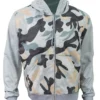 The Lost City Channing White Camo Fleece Hoodie Jacket Front