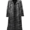 Women Persian Lamb Broadtail Fur Black Karakul Long Coat Front