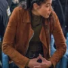 Chicago P.D Lisseth Chavez Brown Suede Leather Jacket front