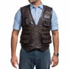 Chris Pratt Jurassic World Brown Leather Utility Vest front