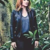 Jurassic World Claire Dearing Cropped Leather Bomber Jacket front