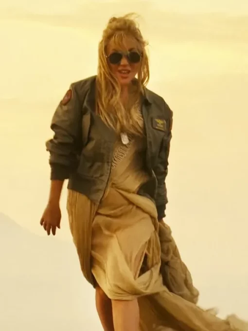 Lady Gaga Top Gun Green Flight Bomber Cotton Jacket front