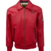 Lady Lucky Top Gun USA Red Bomber Leather Jacket front