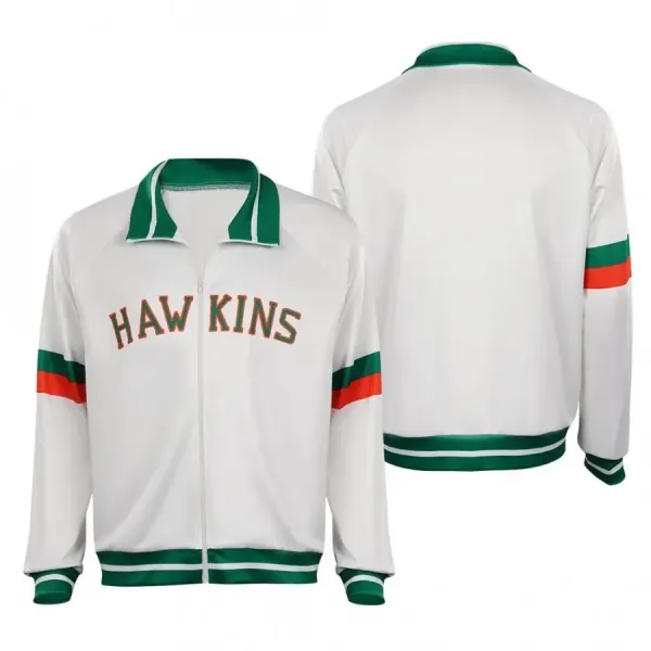Lucas Sinclair Stranger Things Hawkins Fleece Jacket front and back