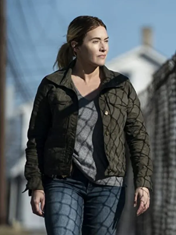 Mare of Easttown Kate Winslet Olive Green Cotton Jacket front
