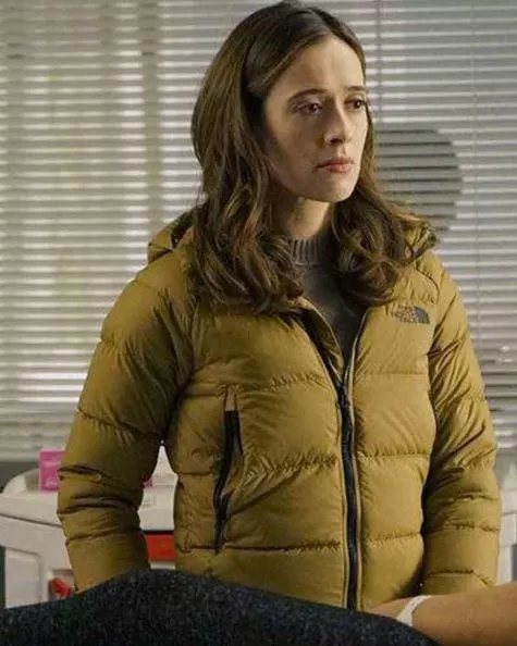 Marina Squerciati Chicago P.D. Brown Puffer Jacket front