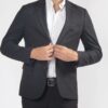 Men Black Textured Suiting Fabric Prom Blazer Jacket Front