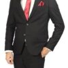 Mens 2 Piece Suiting Fabric Black Wedding Prom Dinner Suit