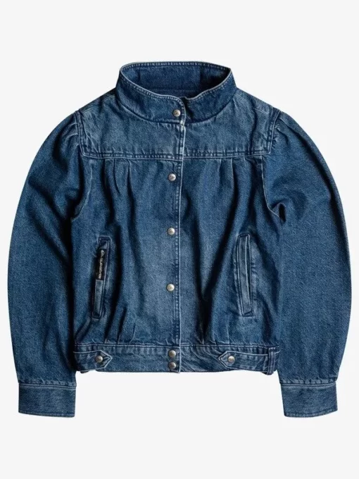 Stranger Things Nancy Wheeler Blue Denim Fabric Jacket front