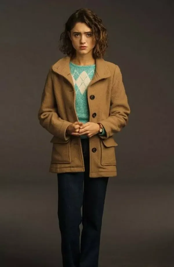 Stranger Things Nancy Wheeler Brown Wool Jacket front