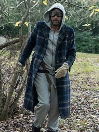 The Walking Dead Jeffrey Dean Morgan Black Plaid Coat front