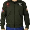 Tom Cruise Top Gun Maverick Bomber Green Cotton Jacket front
