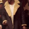 Trevor Jackson SuperFly Brown Shearling Leather Coat front