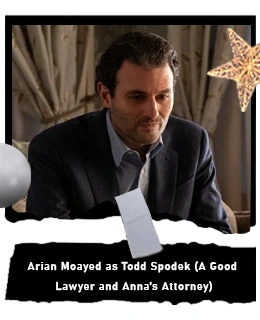 Arian Moayed as Todd Spodek (A Good Lawyer and Anna’s Attorney)