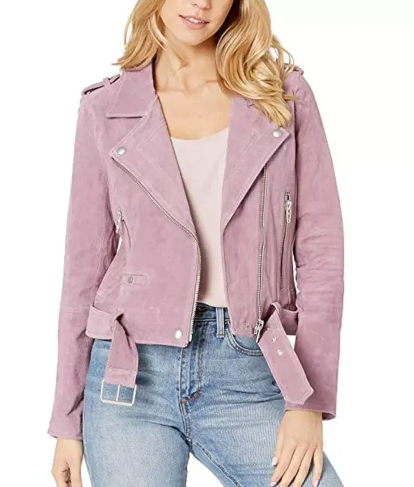 High School Musical Nini Pink Suede Leather Jacket front