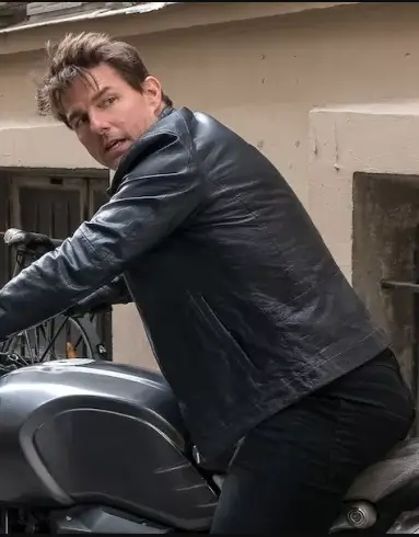 Mission Impossible Reckoning Ethan Hunt Biker Leather Jacket front