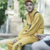 Rap Singer Lil Peep Men Yellow Wool Tracksuit front