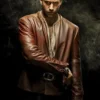 The Invisible Man Adrian Griffin Real Leather Brown Jacket front