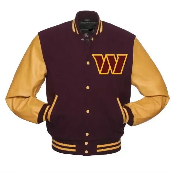 Washington Commanders Maroon Wool Varsity Jacket front