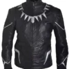 Black Panther Chadwick Boseman Black Leather Jacket frotn os