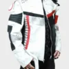 Carlos Descendants 3 White Red Cosplay Leather Jacket front
