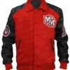 Michael Jackson Red Varsity Jacket With Leather Sleeves