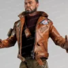 Deathloop Colt Brown Leather Patched Jacket Front