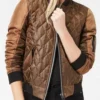 Jemma Simmons Agents Of Shield Brown Satin Quilted Bomber Jacket
