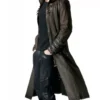 Wasteland Steampunk Leather Hooded Brown Trench Coat