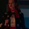 Cheryl Blossom Riverdale Blue Cropped Star Printed Leather Jacket