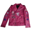 Nicolas Cage Pink Biker Leather Jacket