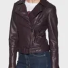 Riverdale S05 Betty Cooper Maroon Leather Biker Jacket
