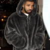 Drake Fuzzy Fur Black Jacket