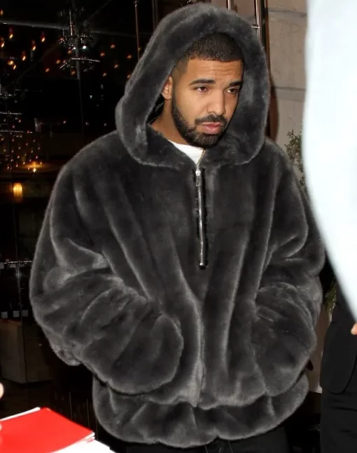 Drake Fuzzy Fur Black Jacket