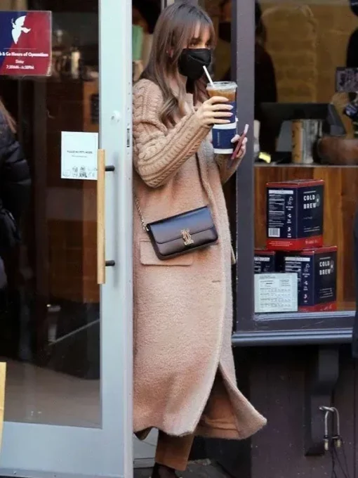 Emily in Paris S03 Emily Cooper Long Beige Wool Coat