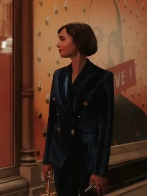 Emily in Paris S03 Lily Collins Blue Coat